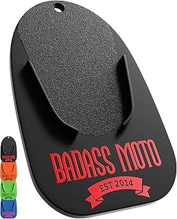 Badass Moto Motorcycle Kickstand Pad - Black - American Made in USA. Rugged, Durable w Color Choices - Kick Stand Coaster/...