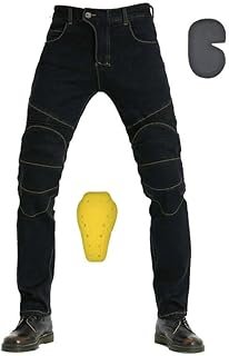 Men Motorcycle Riding Jeans Armor Racing Cycling Pants with 4 Knee Hip Protective Pads Black